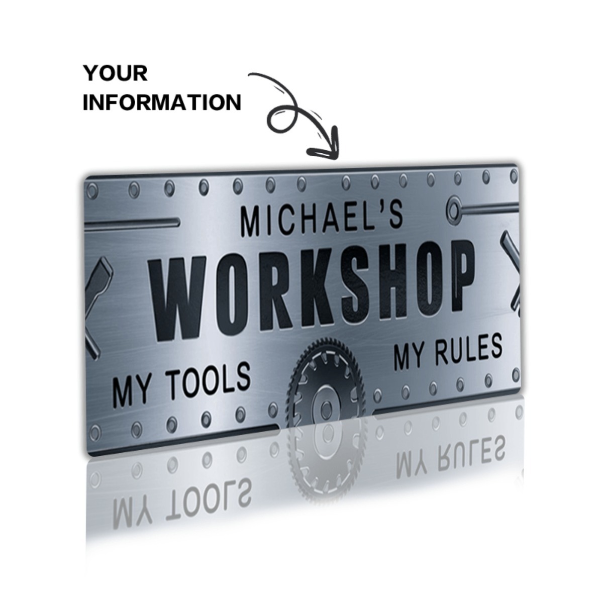 لافتة ألومنيوم مخصصة للورشة مق - مراجعة Workshop Tools With Name وسعره